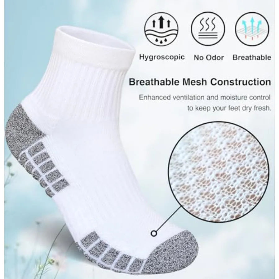 5 Pair Men's Athletic Cushioned Quarter Socks