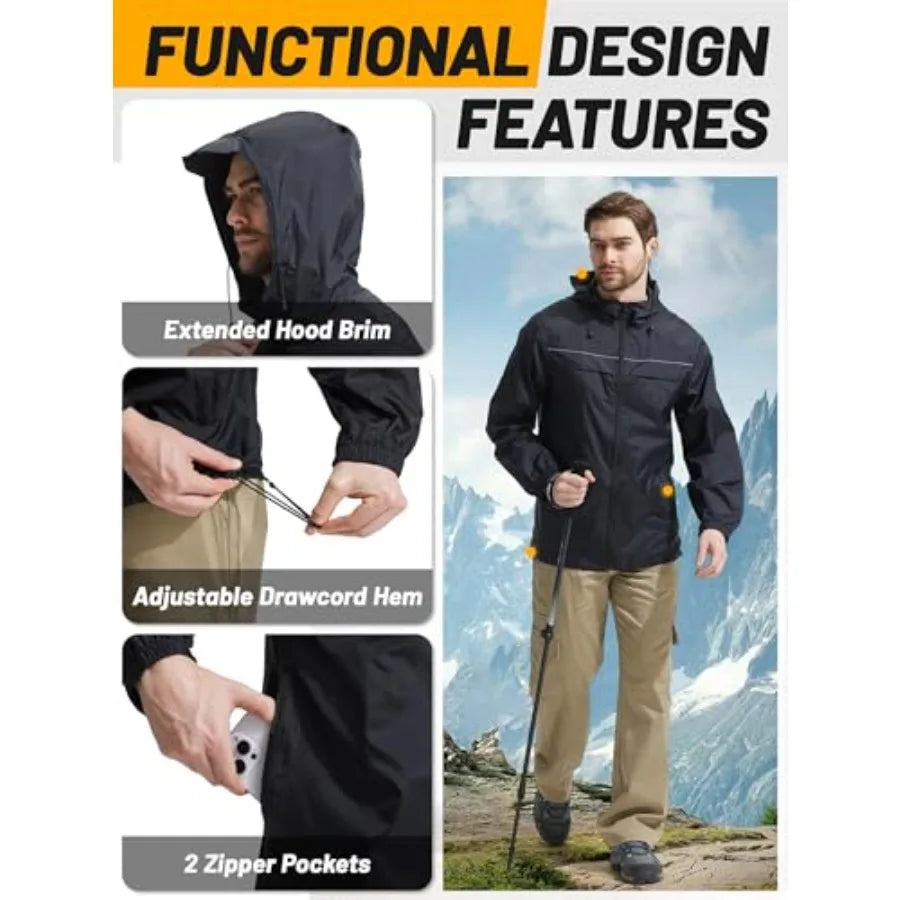 Mens Rain Jacket Packable