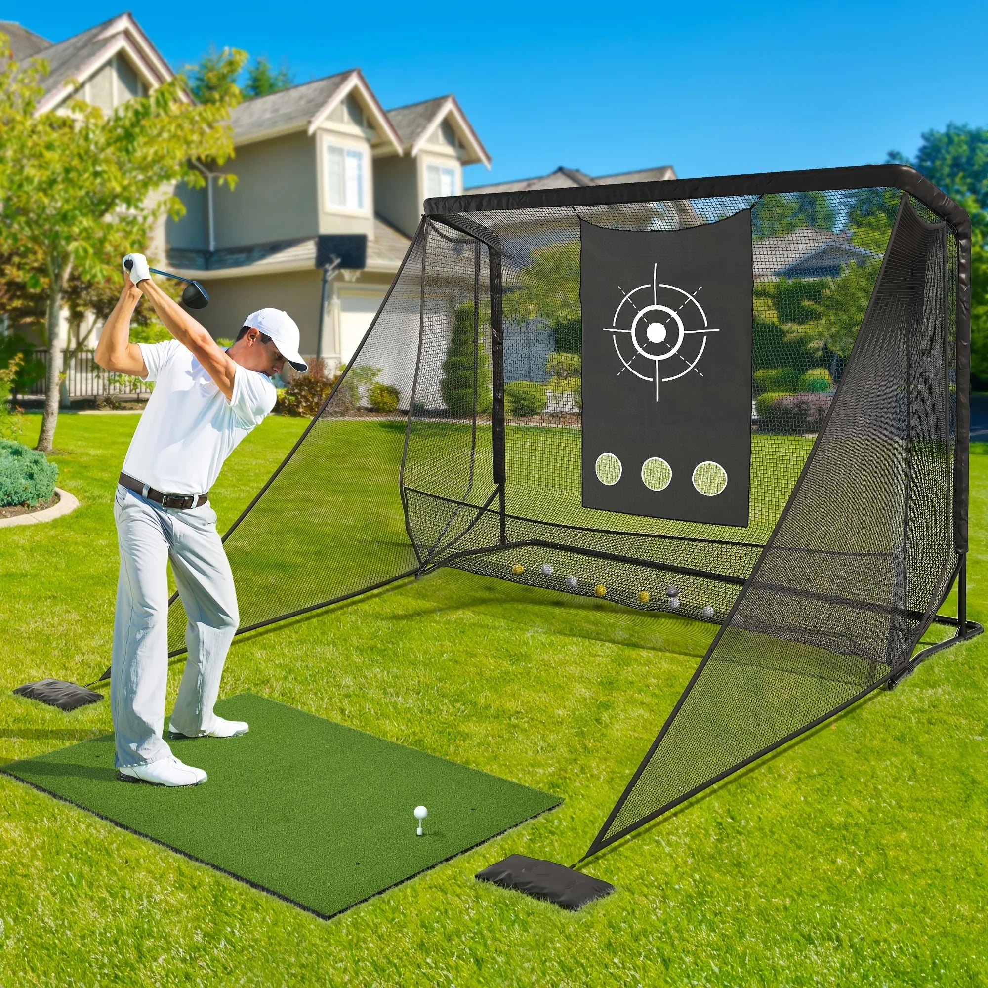 10x7ft Golf Hitting Net with Simulator Cloth