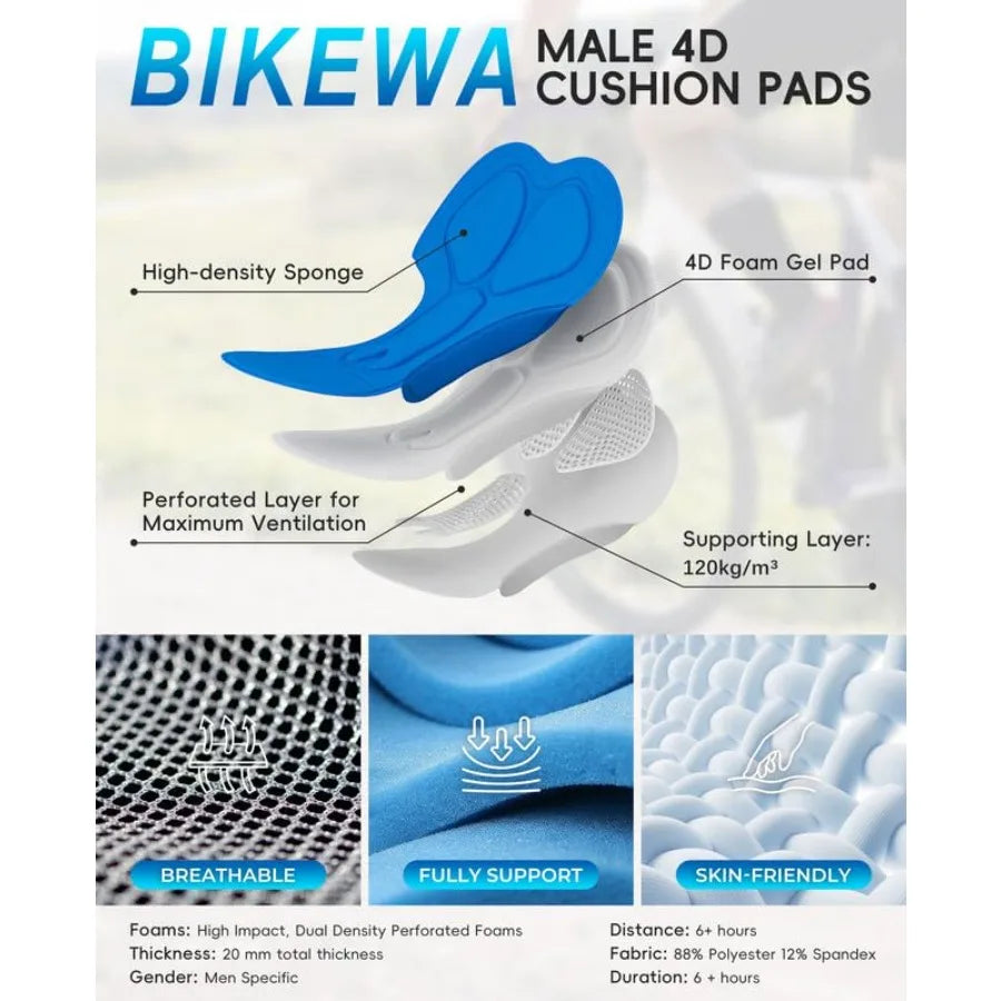 Men's Cycling Bibs 4D Padded Bike Shorts