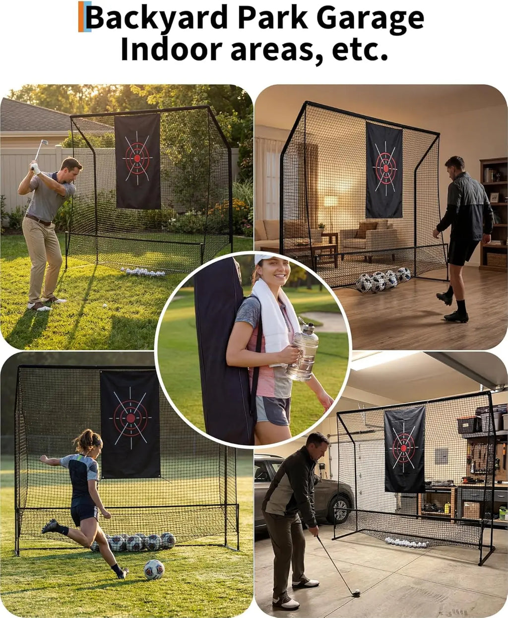 Black Golf Hitting Practice Net with Aiming Panel