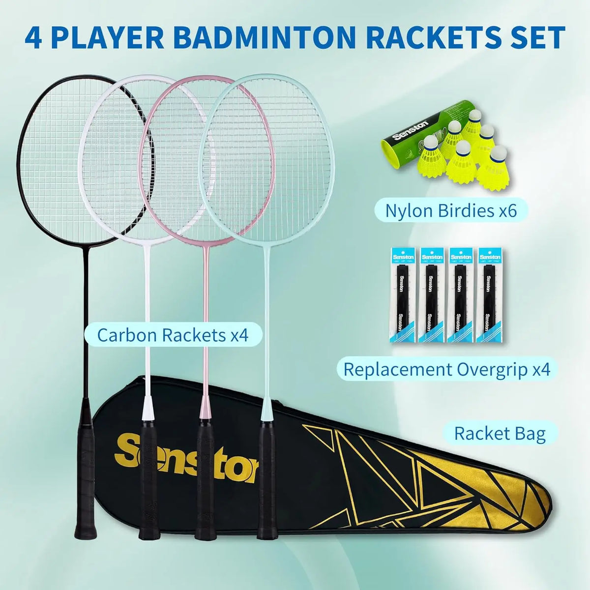 Professional Badminton Rackets Set of 4