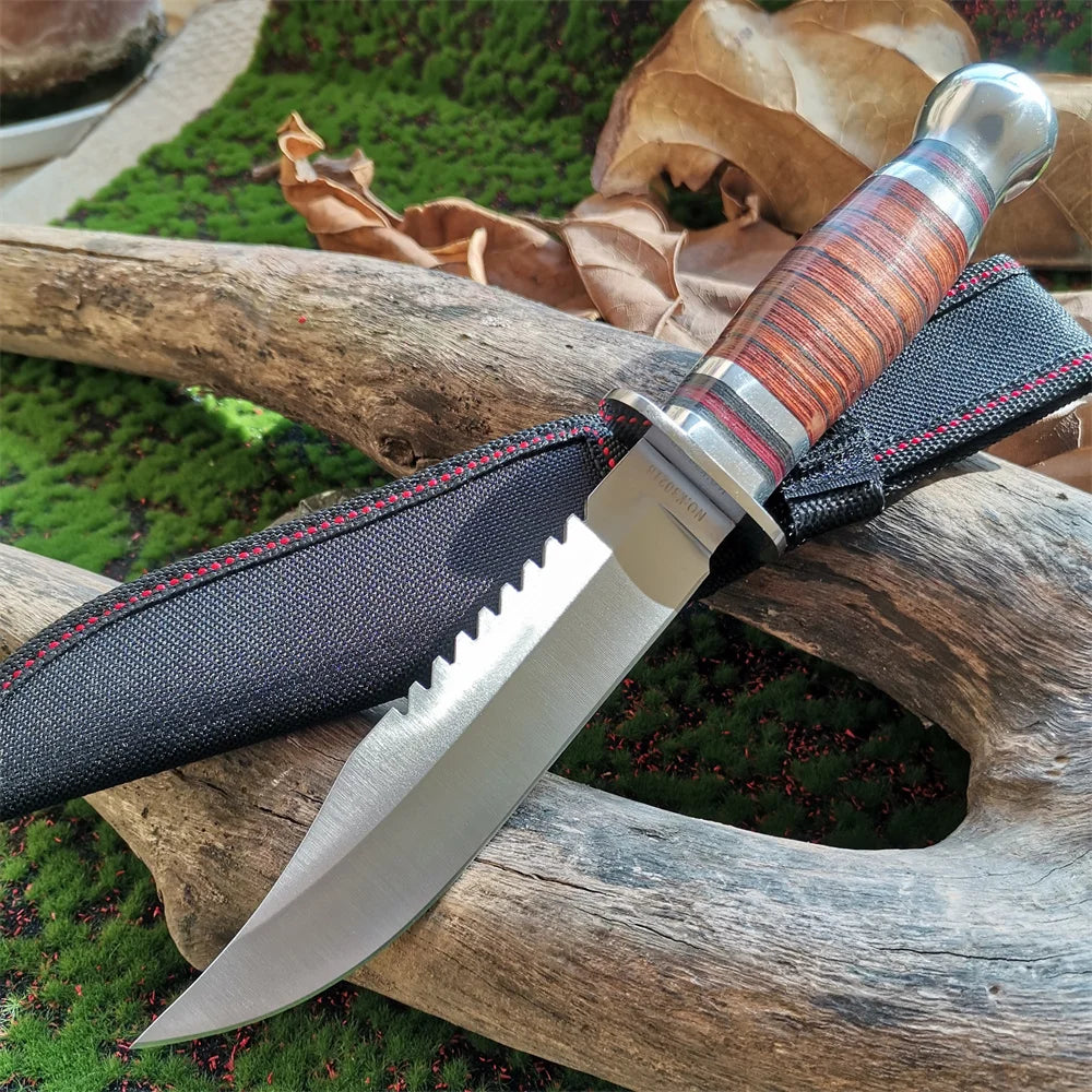 Steel Blade Hunting Knife Wooden Handle