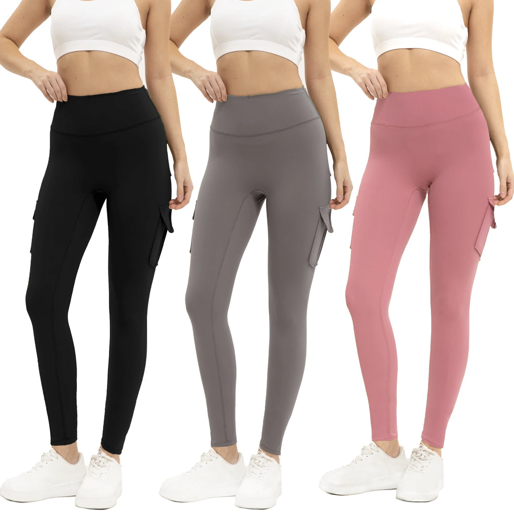 3PCS Women's Solid Color Gym Leggings