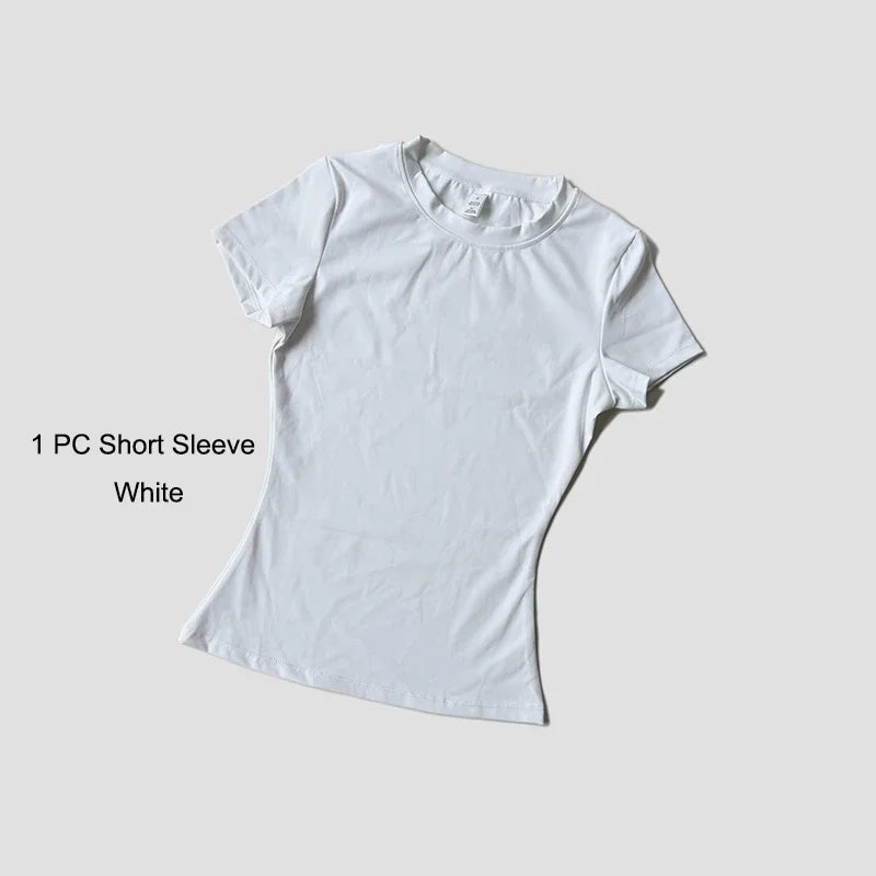 Legging Crop Top Short Sleeves Sports Suit
