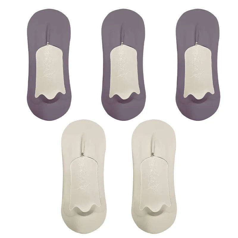 5pairs Men's Socks Cotton  No Show Silicone