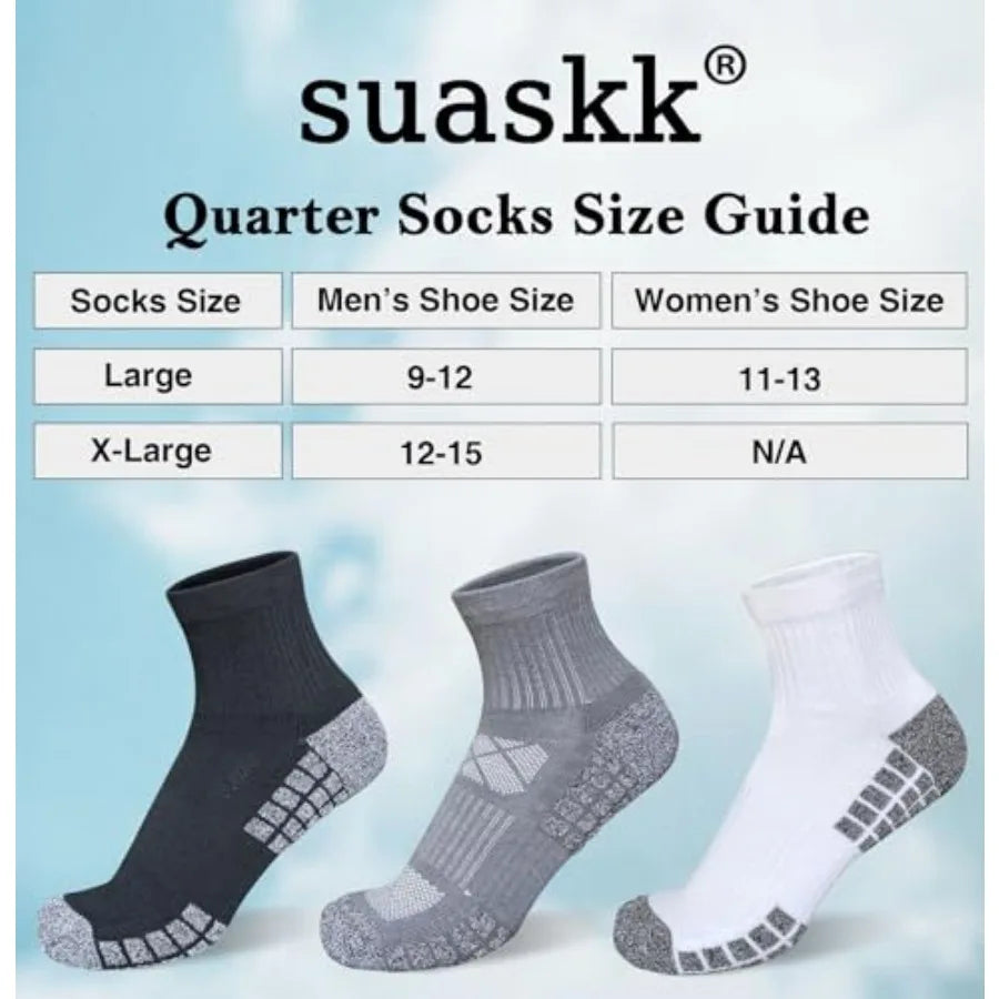 5 Pair Men's Athletic Cushioned Quarter Socks