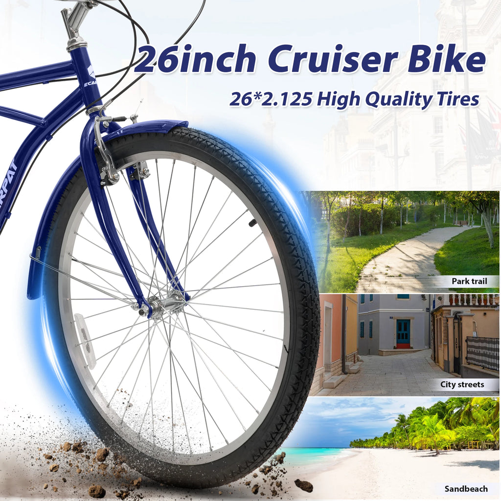 26 Inch 7 Speed Beach Cruiser Bike