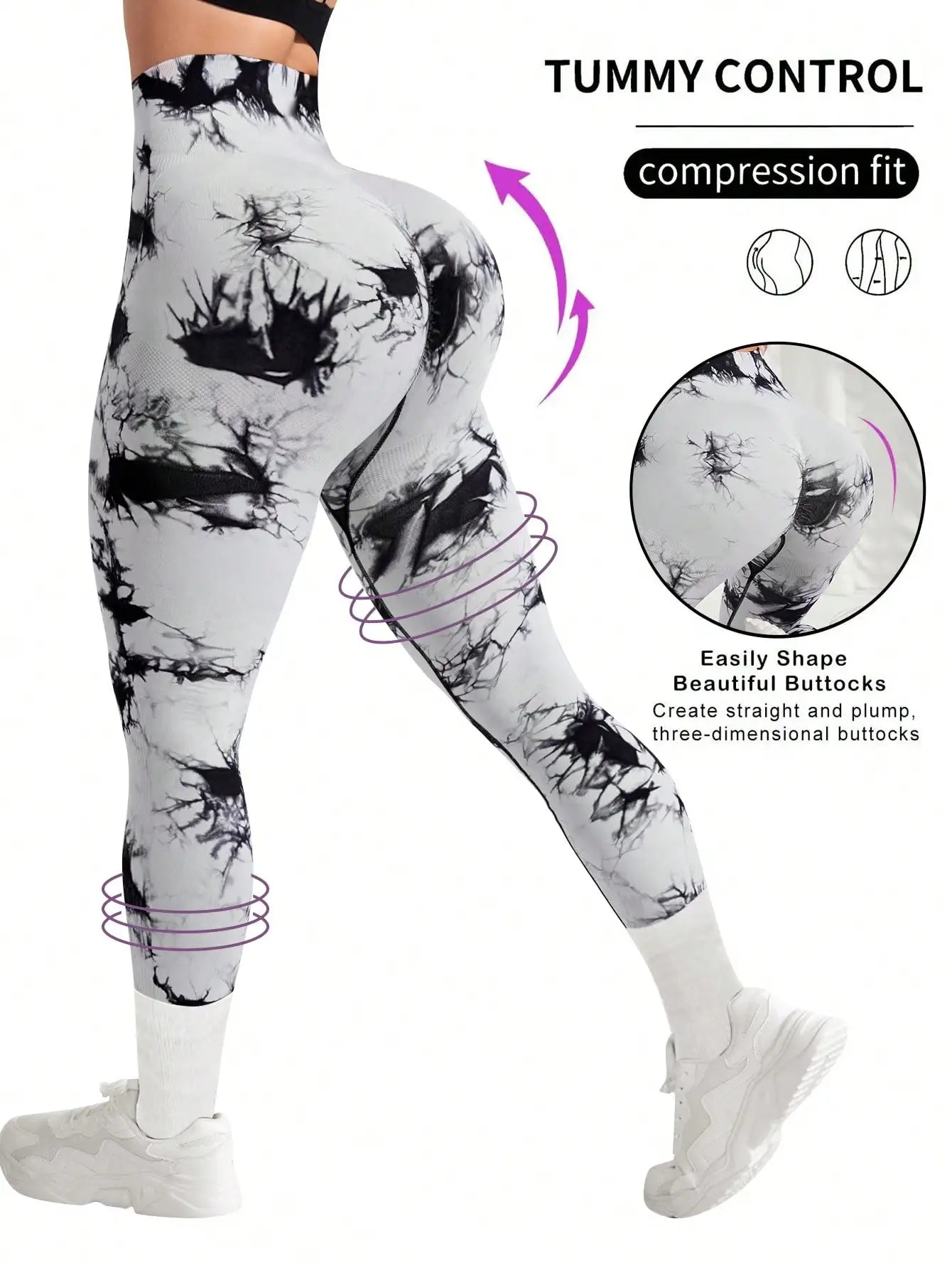 High Waist Tie Dye Compression Leggings Women