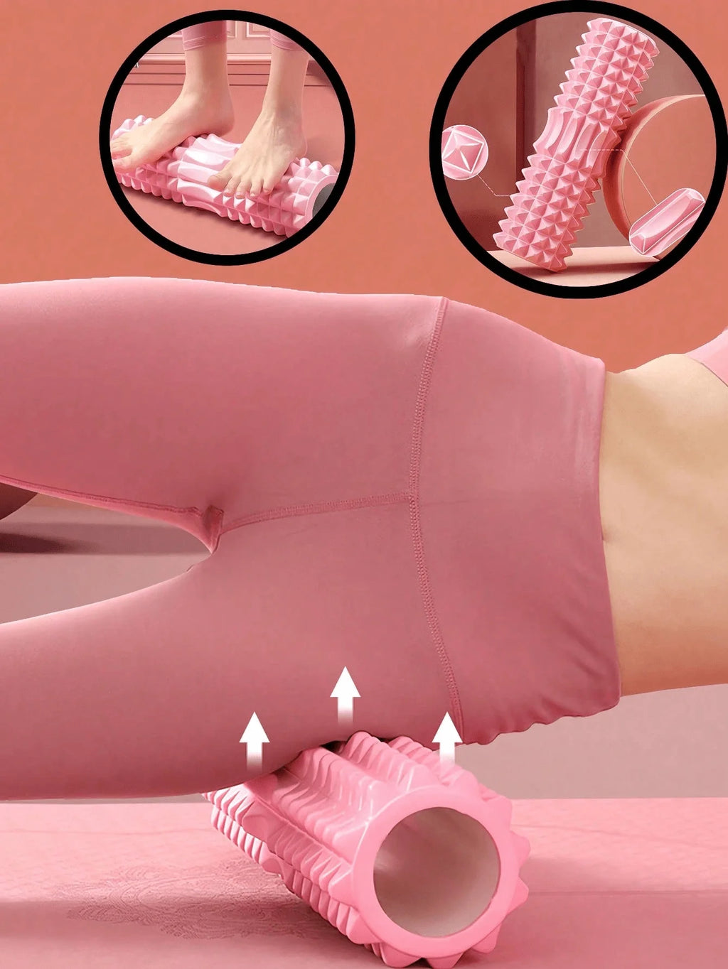 1pc Pink Foam Yoga Massage Roller