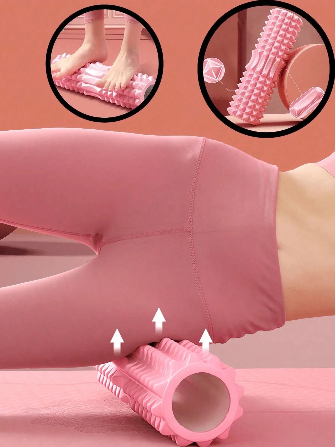 1pc Pink Foam Yoga Massage Roller