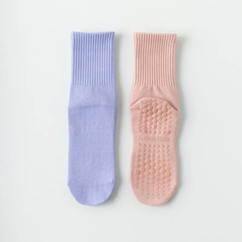 Solid Color Mid Calf Yoga Socks