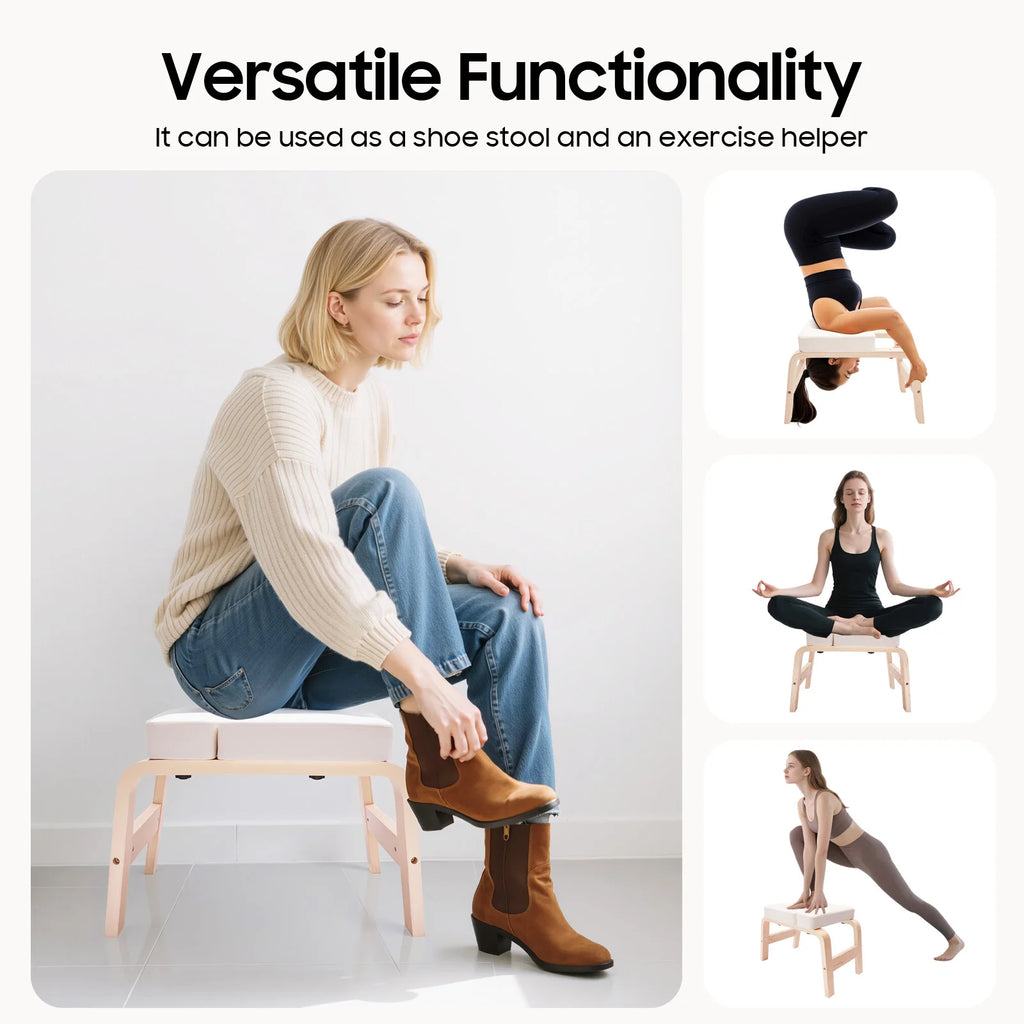Wood Yoga Headstand Bench Stool
