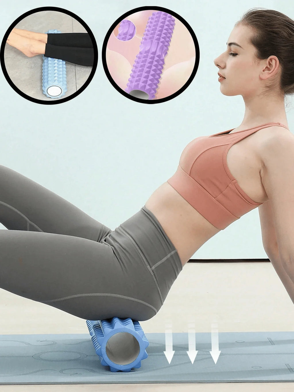 1pc Pink Foam Yoga Massage Roller