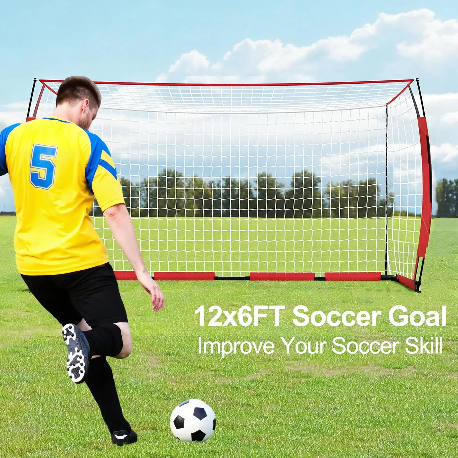 12x6ft Portable Soccer Goal Heavy Duty Metal