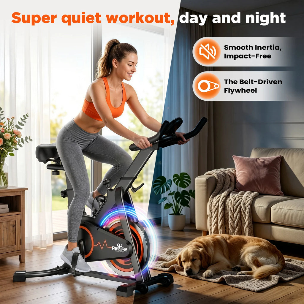 Stationary Exercise Bike Silent Belt Drive