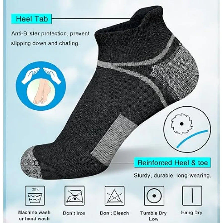 Men's Ankle Athletic Cushioned Anti-Blister Socks
