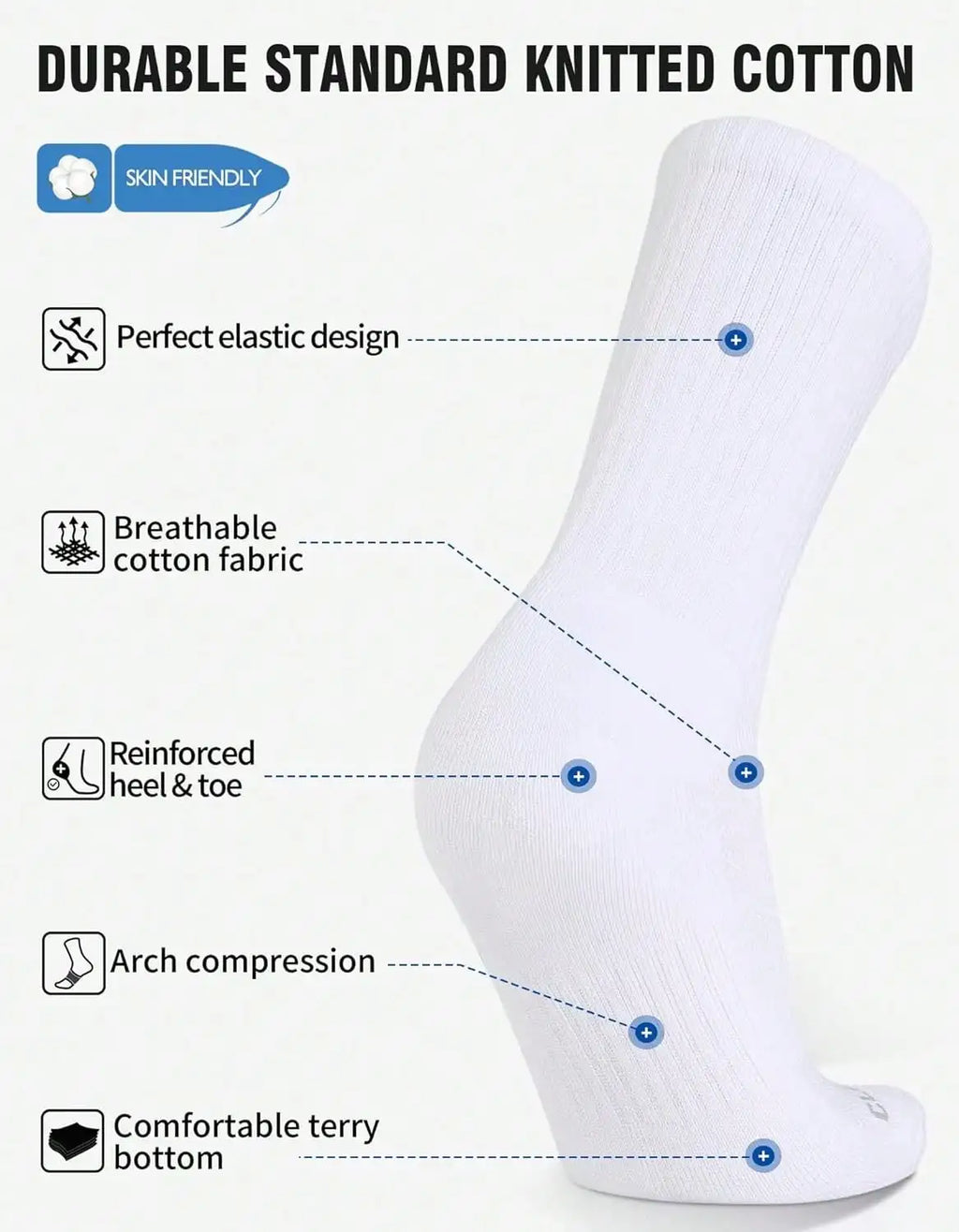 Men's Moisture-Wicking Cushioned Crew Sock