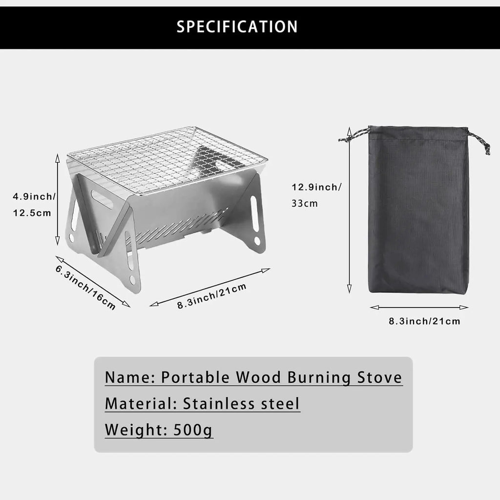 Folding Stainless Steel Charcoal Grill