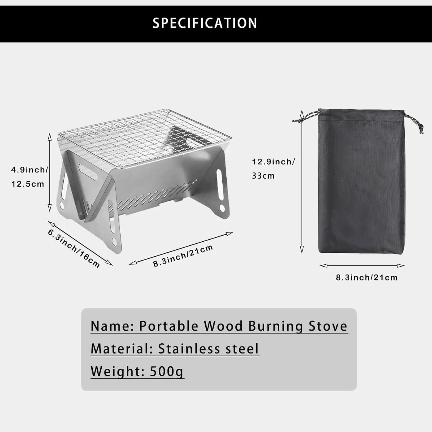 Folding Stainless Steel Charcoal Grill