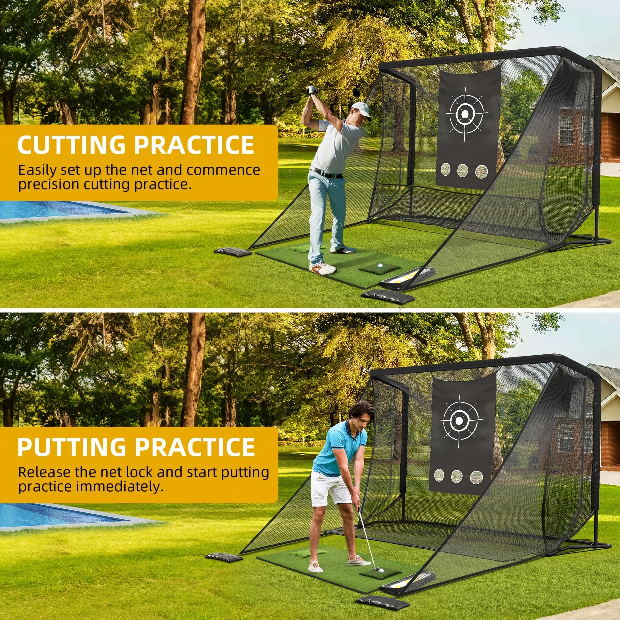 10x7ft Golf Hitting Net with Simulator Cloth