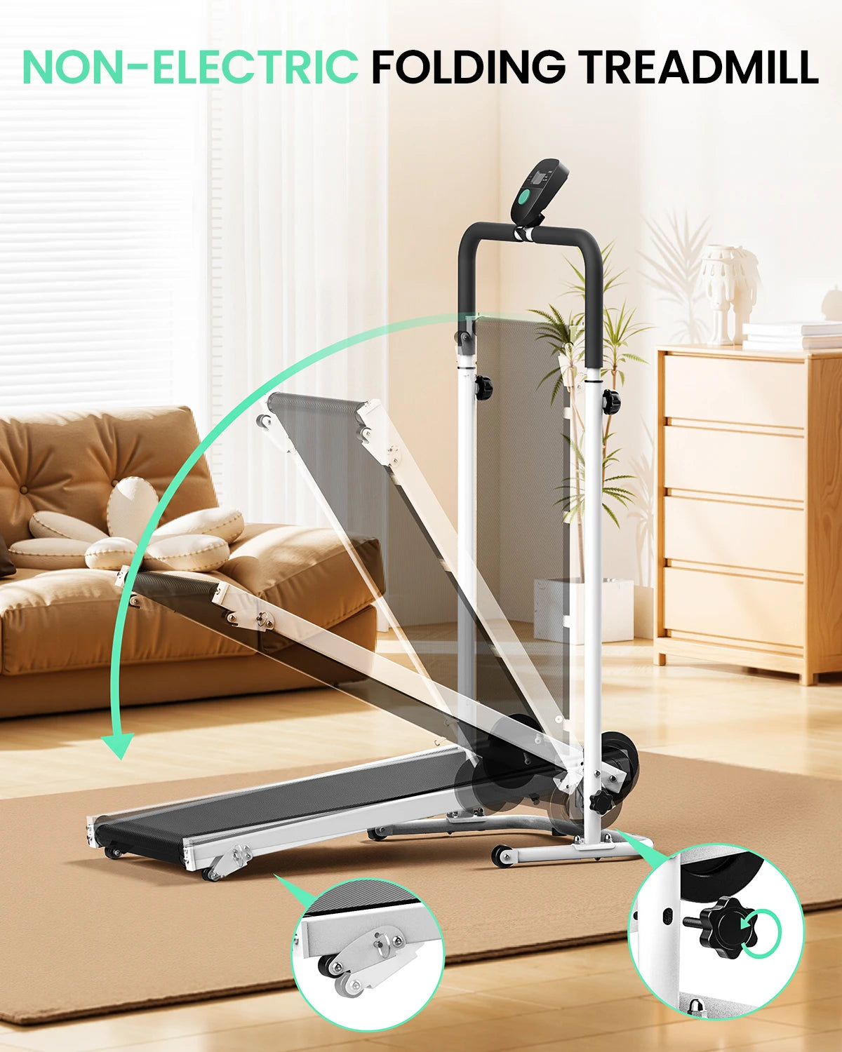 Foldable Compact Non-Electric Treadmill
