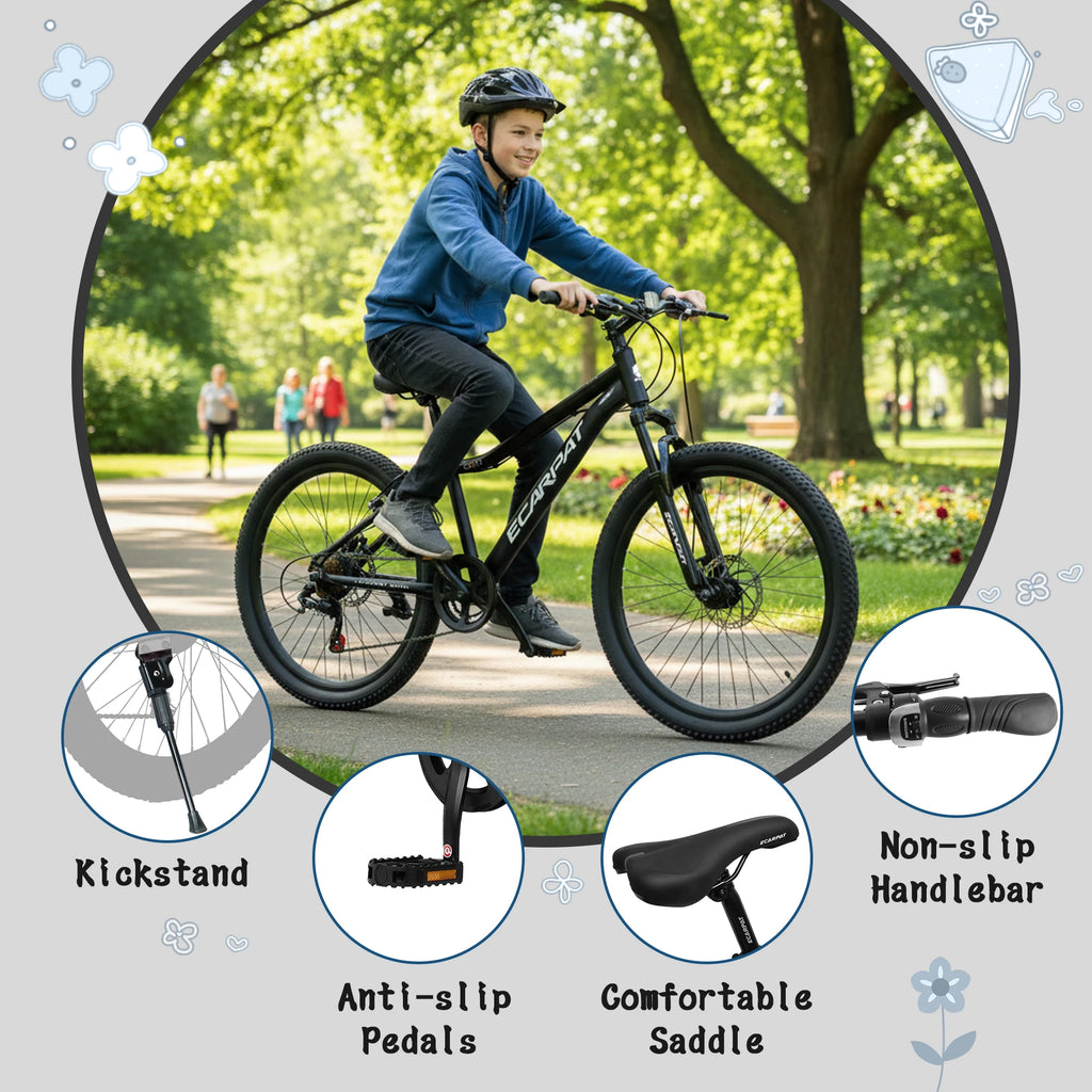 24 Inch Kids' Mountain Bike, 7 Spee