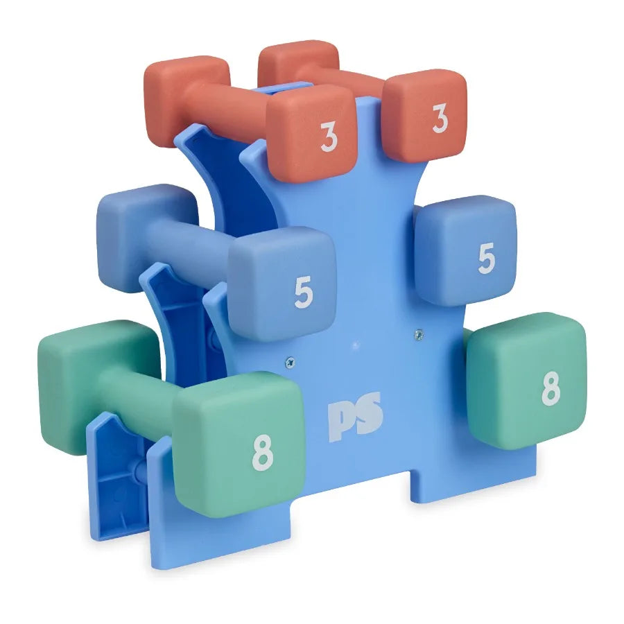 32lb Neoprene Dumbbell Set with Rack