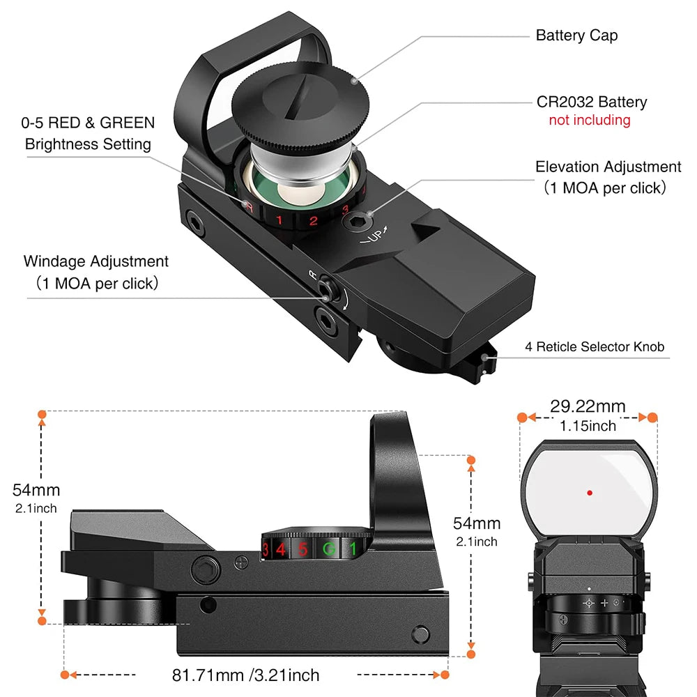 Tactical Red Green Dot Sight Scope