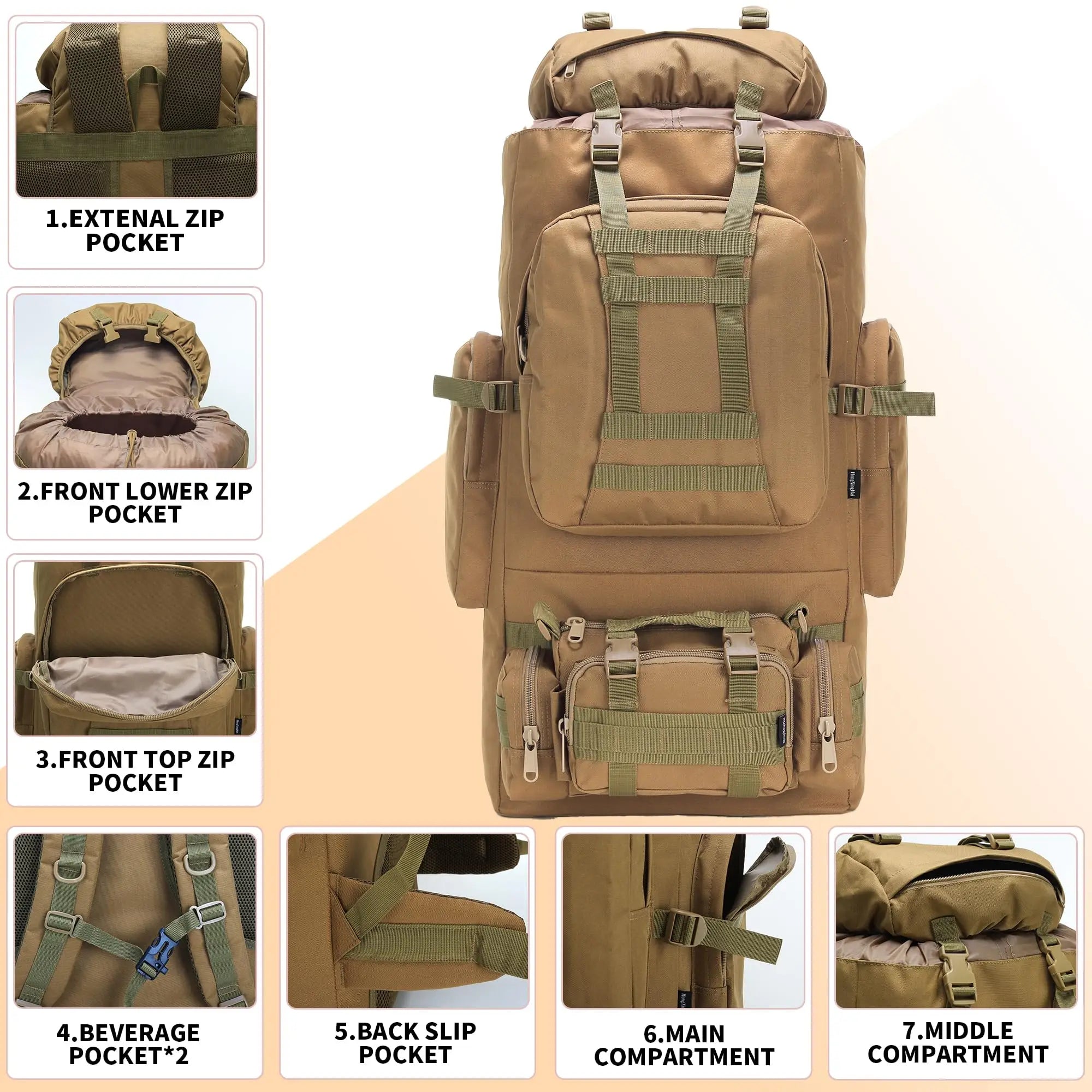 100L Hiking Backpack With Molle System