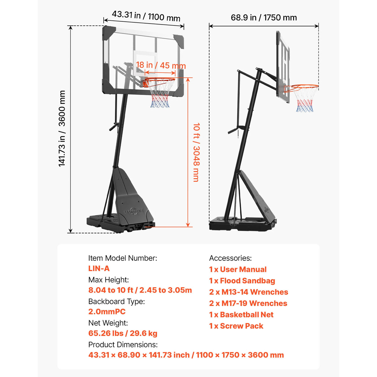 Portable Basketball Stand Hoop Outdoor