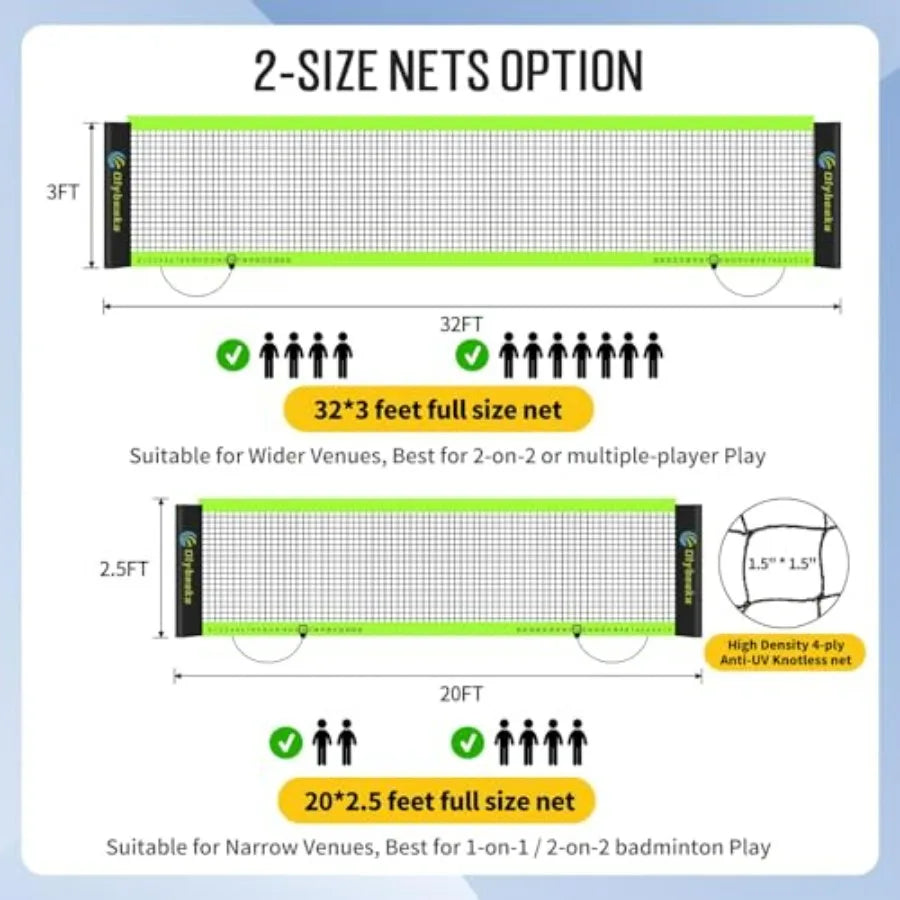 Portable Volleyball and Badminton Combo Net Set