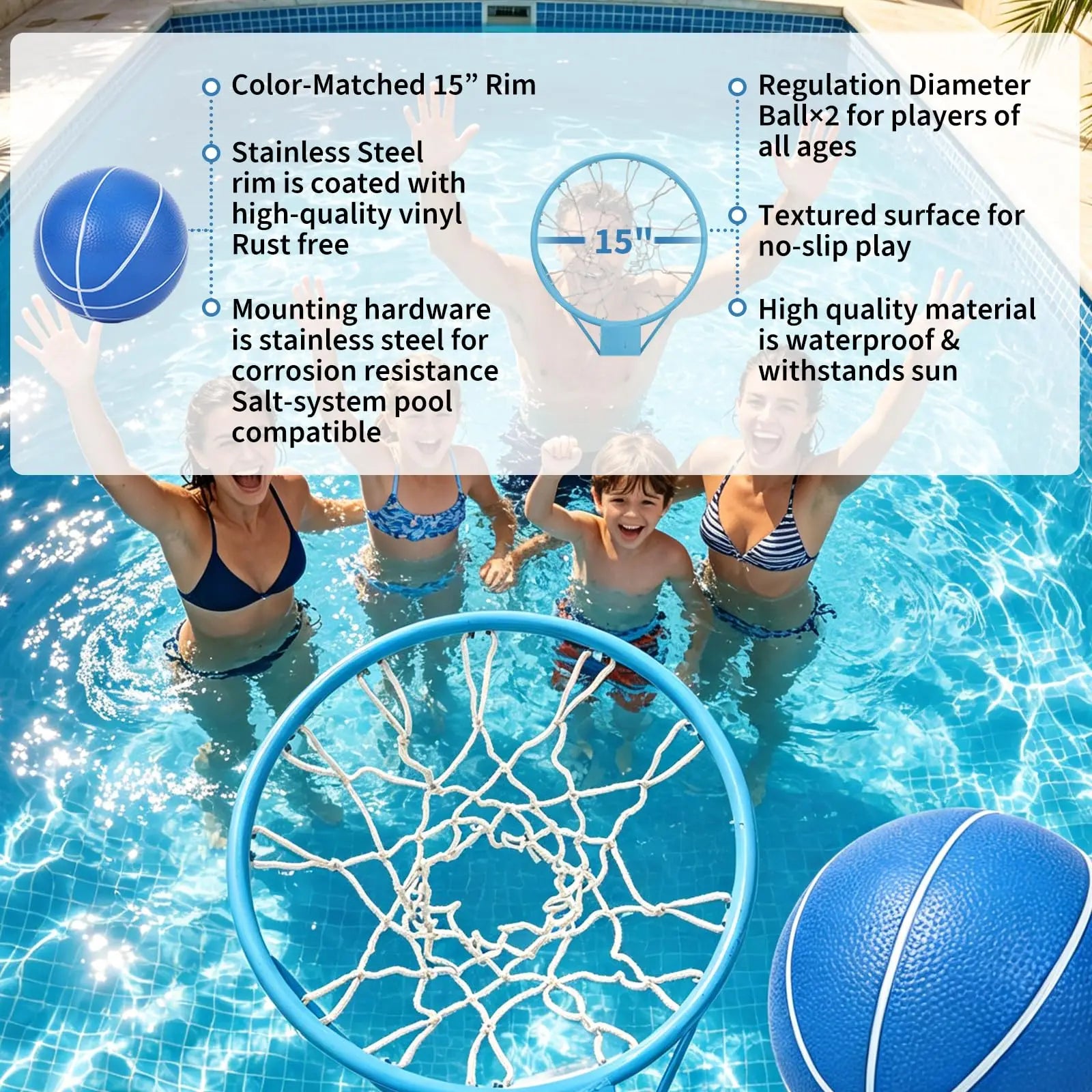 Outdoor Poolside Basketball Hoop