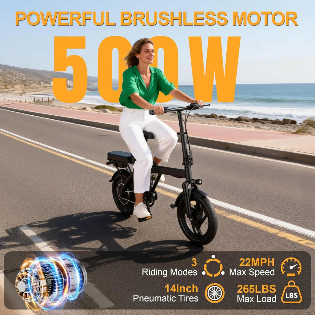 14'' Foldable Electric Bike 500W Motor