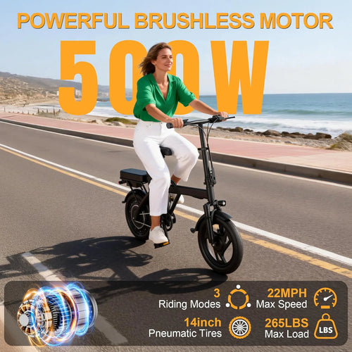 14'' Foldable Electric Bike 500W Motor