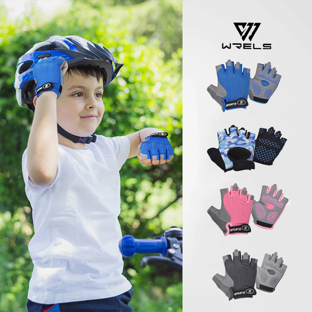 Outdoor Sports Cycling Half Finger Gloves For Boys Girls