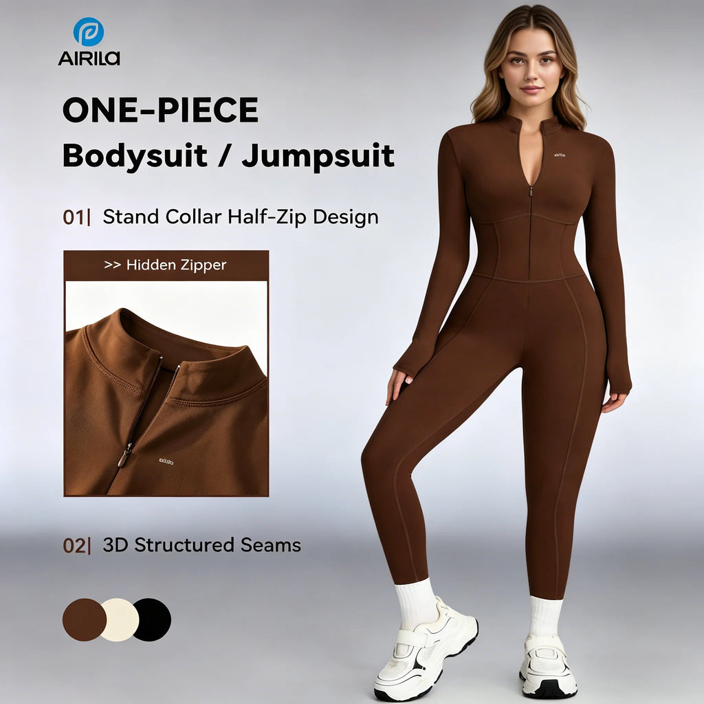 Jumpsuits Front Zip Gym Yoga Pilates Bodysuits