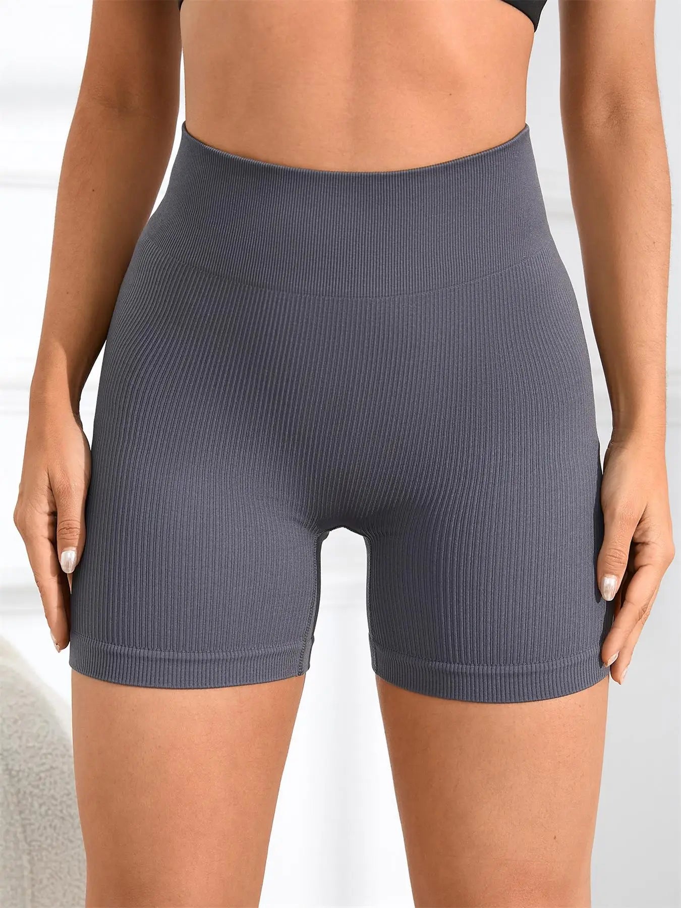 Women's Solid High Waist Sports Shorts