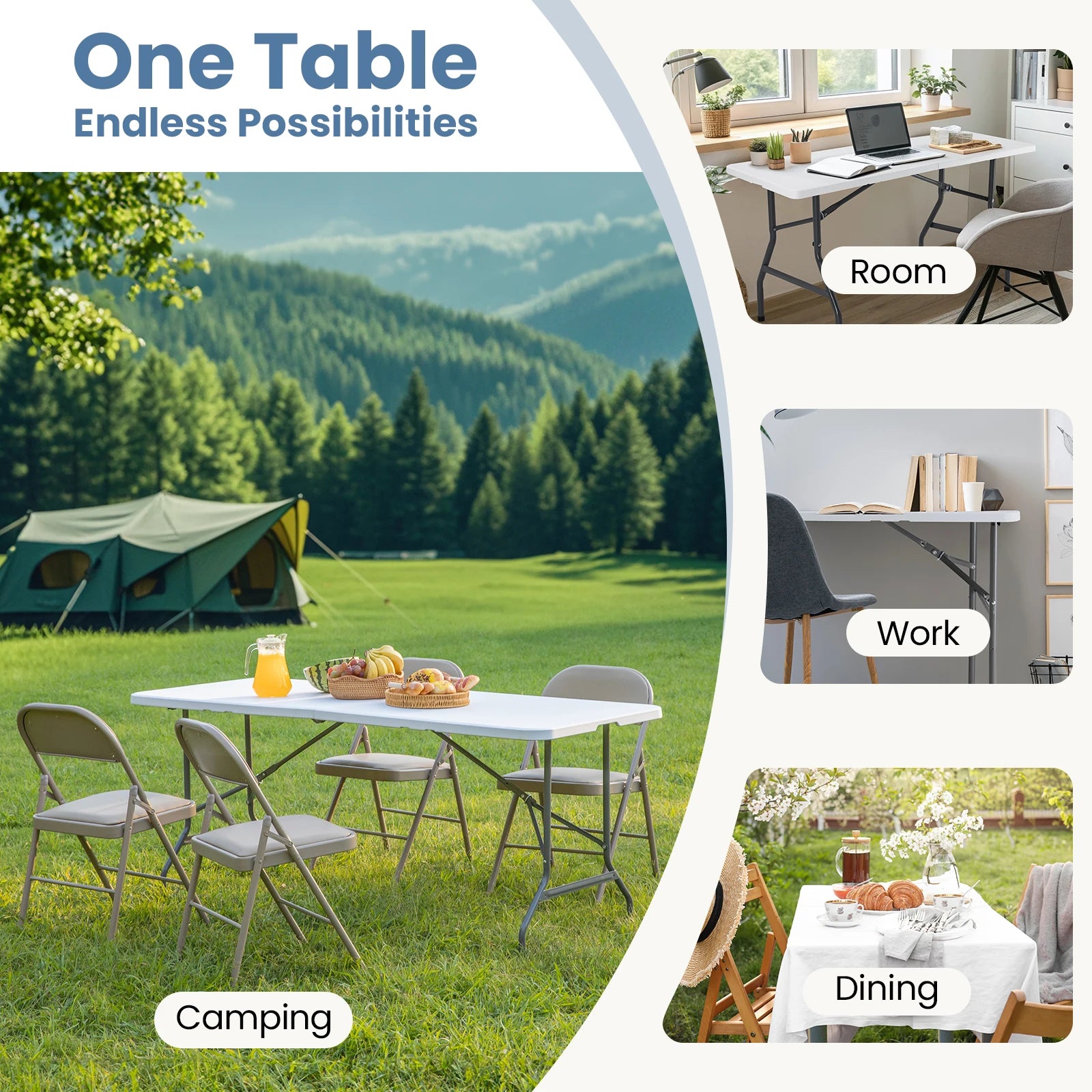 4/6/8 FT Portable Folding Table
