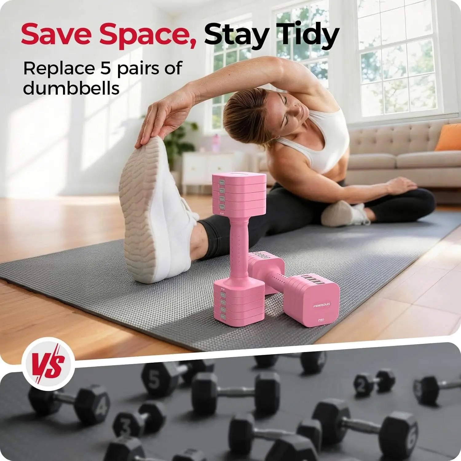 5-in-1 Adjustable Dumbbell Set of 2
