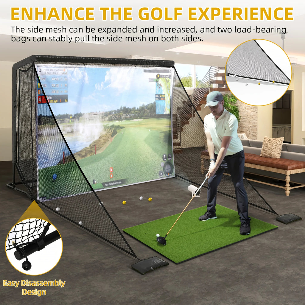 10x7ft Golf Hitting Net with Simulator Cloth