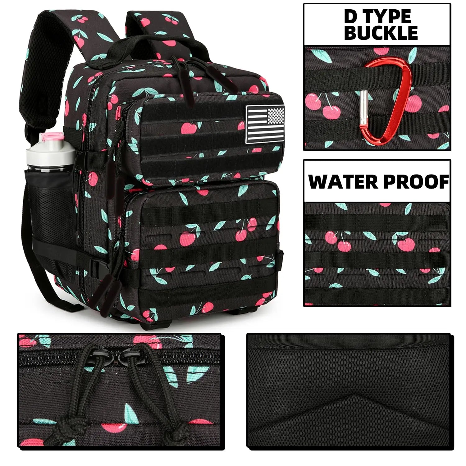 9L Cherry Print Tactical Backpack