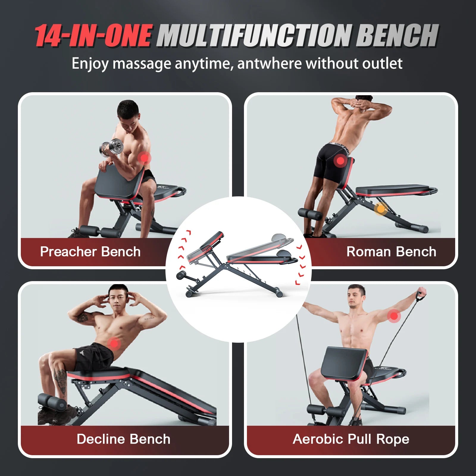 Foldable Weight Bench Dumbbell 14-in-1