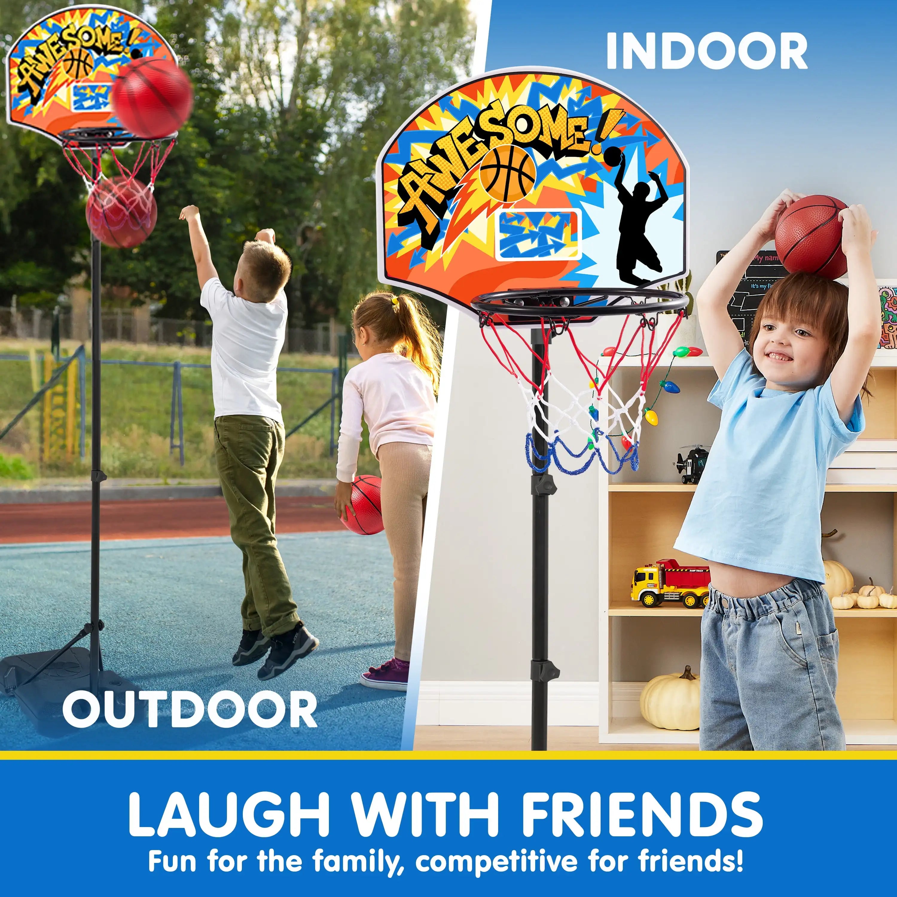 2.8-6.2 ft Adjustable Kids Basketball Hoop