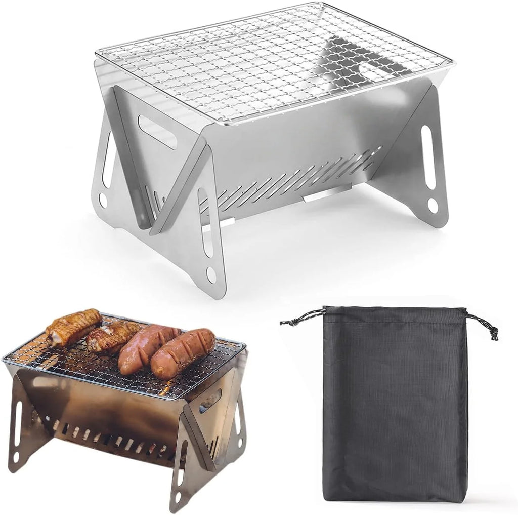 Folding Stainless Steel Charcoal Grill
