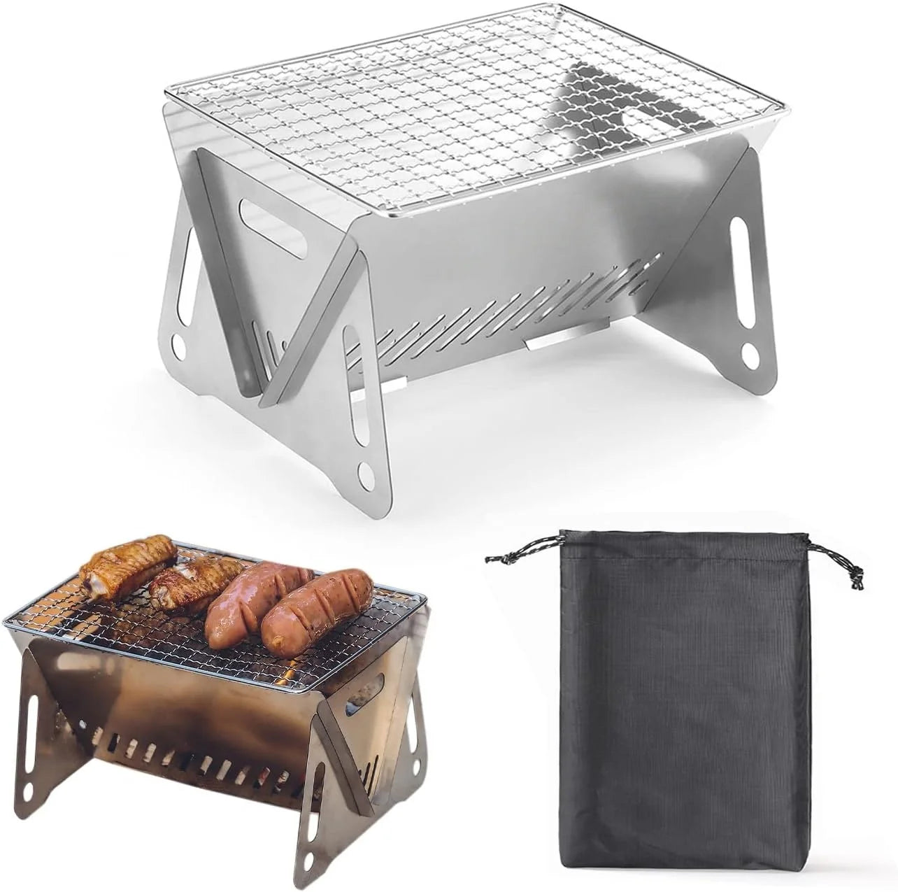Folding Stainless Steel Charcoal Grill