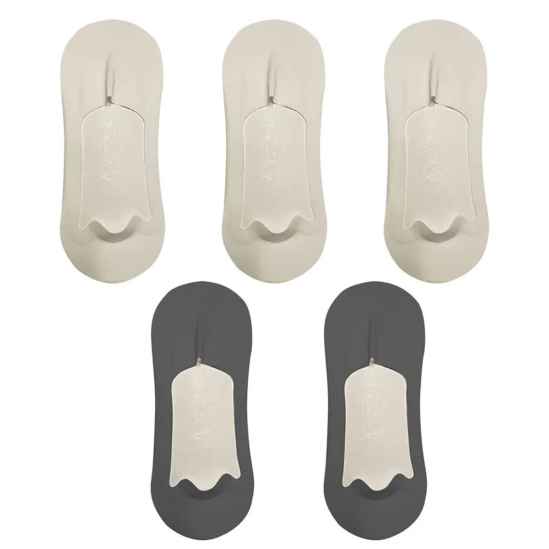 5pairs Men's Socks Cotton  No Show Silicone