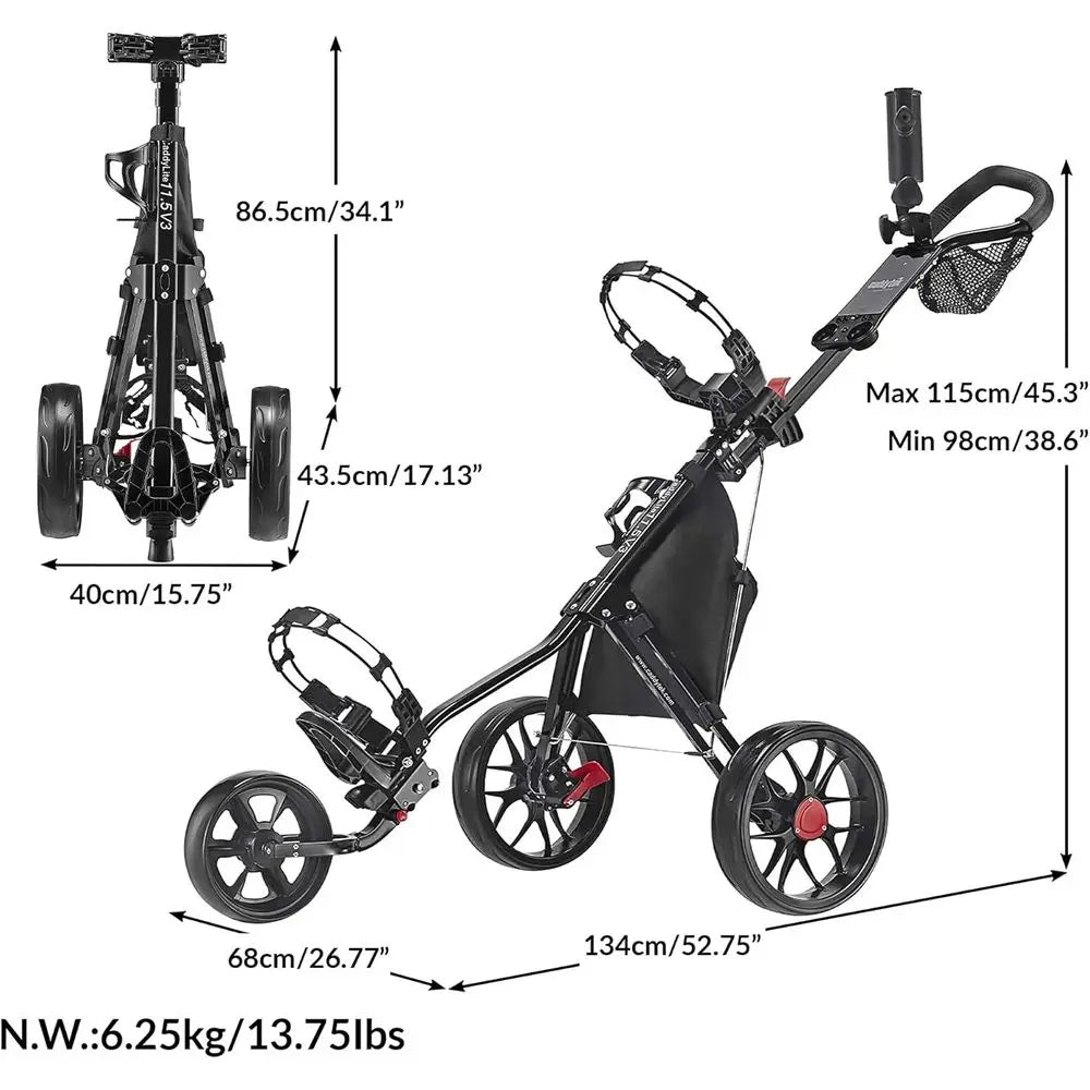 Lightweight 3-Wheel Golf Push Cart