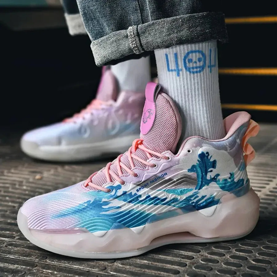 Men's High-Top Basketball Sneakers  Graffiti Design