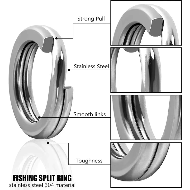 5 Size Stainless Steel Fishing Split Rings